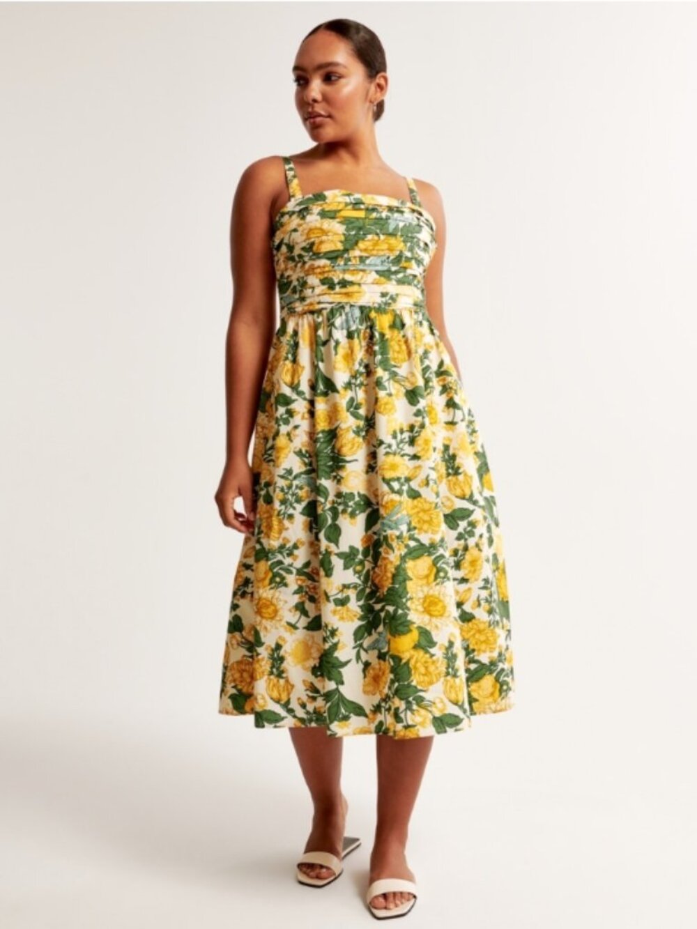 The A&F Emerson Poplin Wide Strap Midi Dress - Size Medium